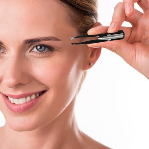 SOLUSTRE Eyelash Extension Tweezers 2pcs Tweezers with Light LED Tweezers Pliers Tool Stainless Steel Eyebrow Facial Hair Removal Cosmetic Makeup Tools 9. 8x2cm Mens Grooming Trimmer - Image 2