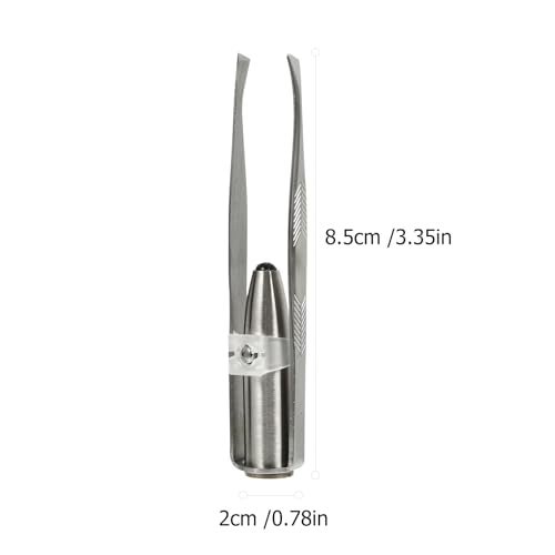 SOLUSTRE Eyelash Extension Tweezers 2pcs Tweezers with Light LED Tweezers Pliers Tool Stainless Steel Eyebrow Facial Hair Removal Cosmetic Makeup Tools 9. 8x2cm Mens Grooming Trimmer - Image 3