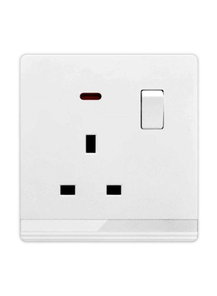 Vmax Type G - Wall Socket with Switch and Indicator Light - 3x3"  White Ivory - Image 1