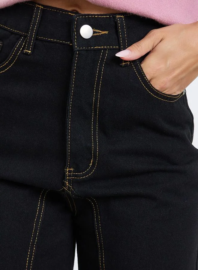 Styli Black Women Black High Rise Wide Leg Jeans for Women | Best Price UAE