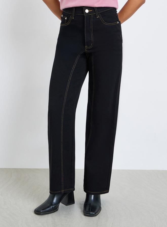 Styli Women Black High Rise Wide Leg Jeans - Image 2