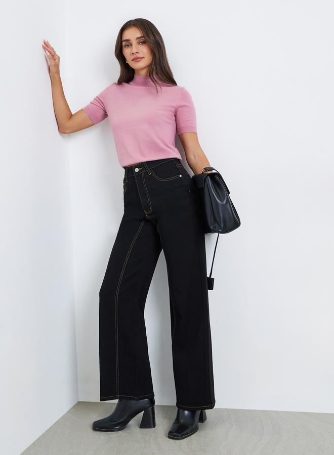 Styli Women Black High Rise Wide Leg Jeans - Image 1