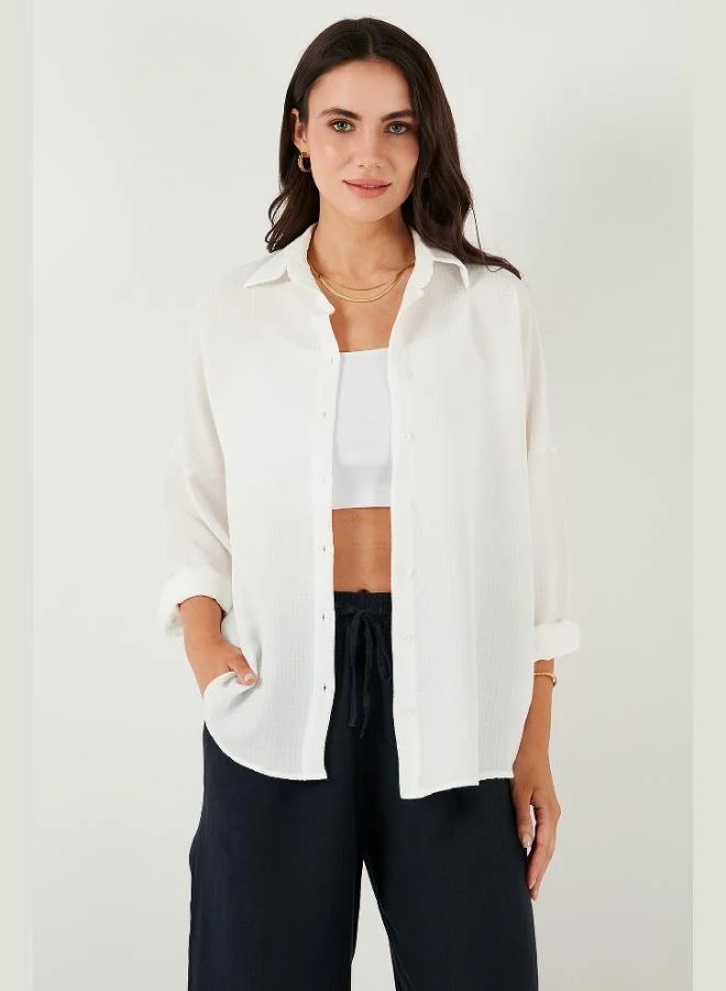 ليلا قميص نسائي قطن ليلا بقصة عادية بنقوش