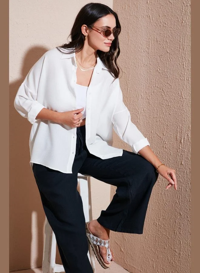 ليلا قميص نسائي قطن ليلا بقصة عادية بنقوش