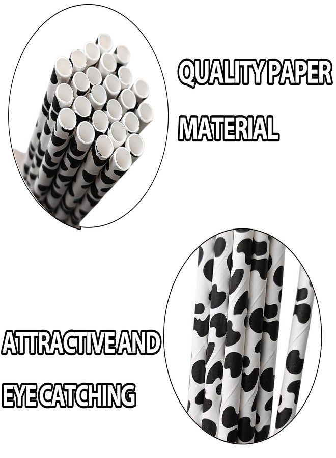 EaciTown Cow Print Paper Straws Cow Straws Cow Party Favors Farm Birthday Party Supplies - Image 2