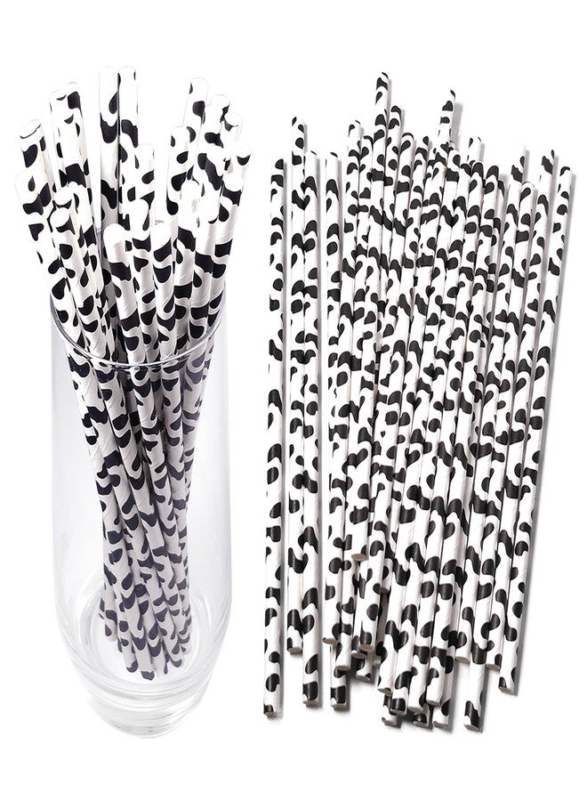EaciTown Cow Print Paper Straws Cow Straws Cow Party Favors Farm Birthday Party Supplies - Image 1