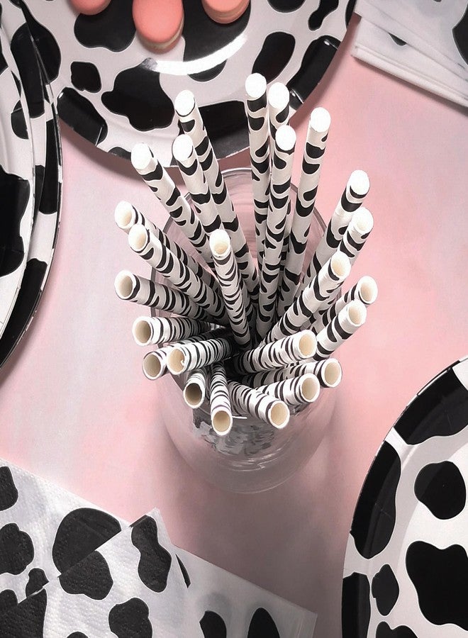 EaciTown Cow Print Paper Straws Cow Straws Cow Party Favors Farm Birthday Party Supplies - Image 3