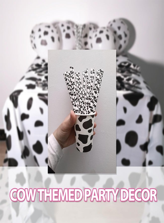 EaciTown Cow Print Paper Straws Cow Straws Cow Party Favors Farm Birthday Party Supplies - Image 4