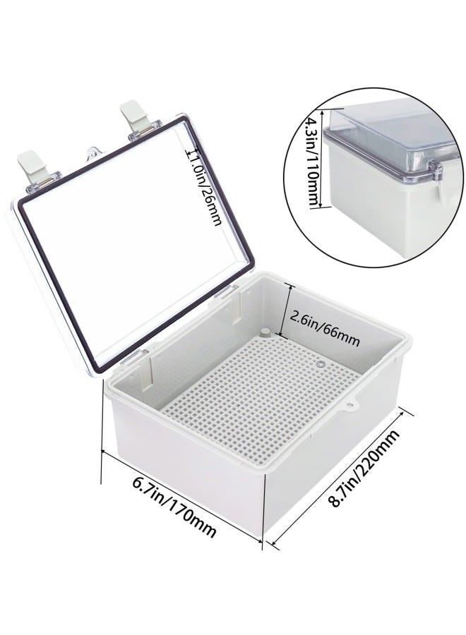 Otdorpatio صندوق تقاطع، غطاء شفاف مفصلي IP67 مقاوم للماء من ABS مع 2 غلاف كابل NPT 1/2"، صندوق كهربائي مع لوحة تثبيت وحامل حائط 8.7 x 6.7 x 4.3 بوصة (220x170x110 مم) - Image 3