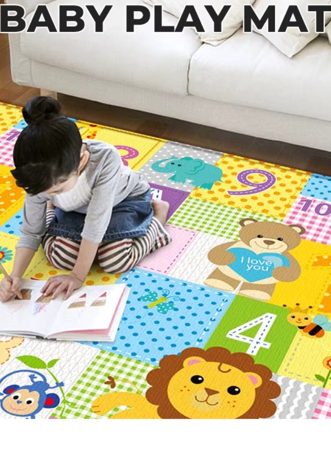 Foldable Baby Play Mat Waterproof Non-Slip Cotton Playmat for Kids Toddlers Babies Double Sided Large Baby Mat for Floor Play 150 to 180cm Easy to Clean Use Indoor and Outdoor - Image 1