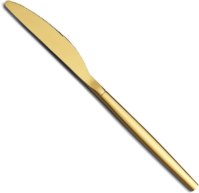 Berglander طقم سكاكين عشاء برجلاندر الذهبية من 12 قطعة بتغليف من التيتانيوم اللامع من الفولاذ المقاوم للصدأ سكين عشاء سكين زبدة سكاكين طاولة آمنة في غسالة الصحون - Image 1