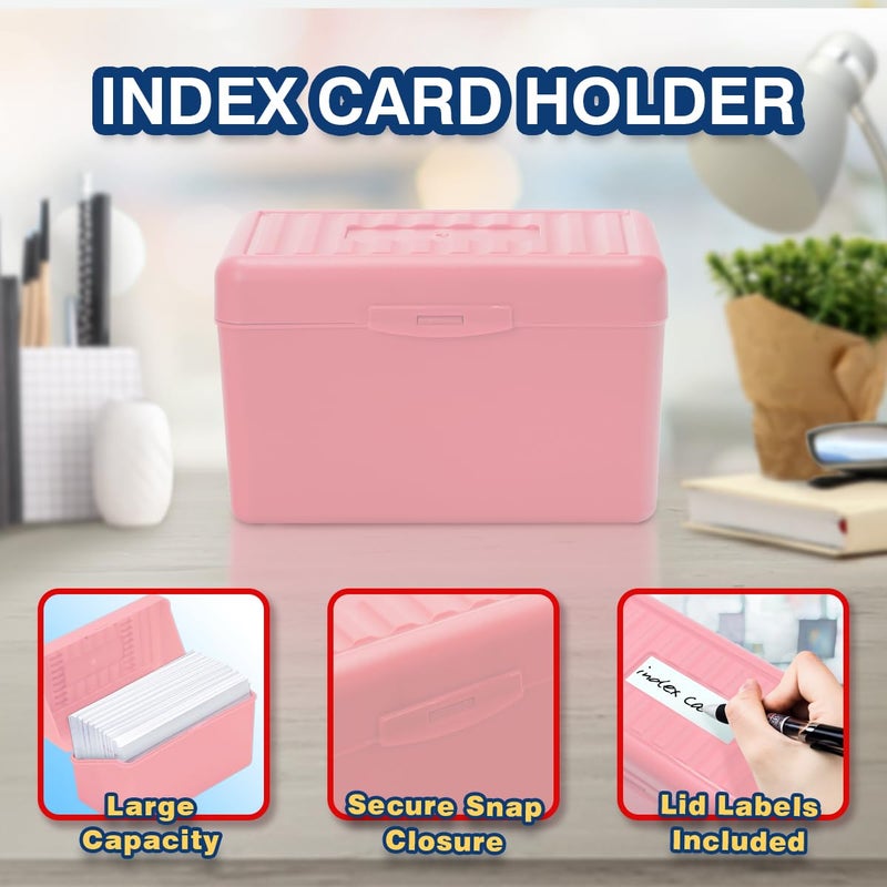 H4D 3x5 Index Card Holder with 100 Heavyweight Ruled Index Cards and 25 Plastic Dividers, Light Pink - Image 3