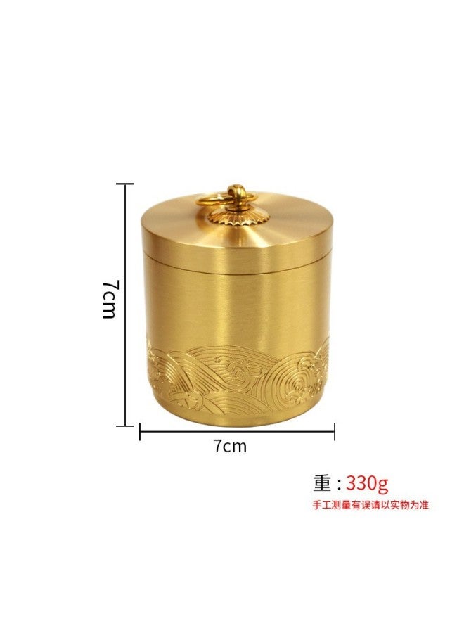 Brass Wuniu Ashtray With Lid Household Living Room Fly Ash-proof High-end Office Chinese Creative Vintage Ornaments