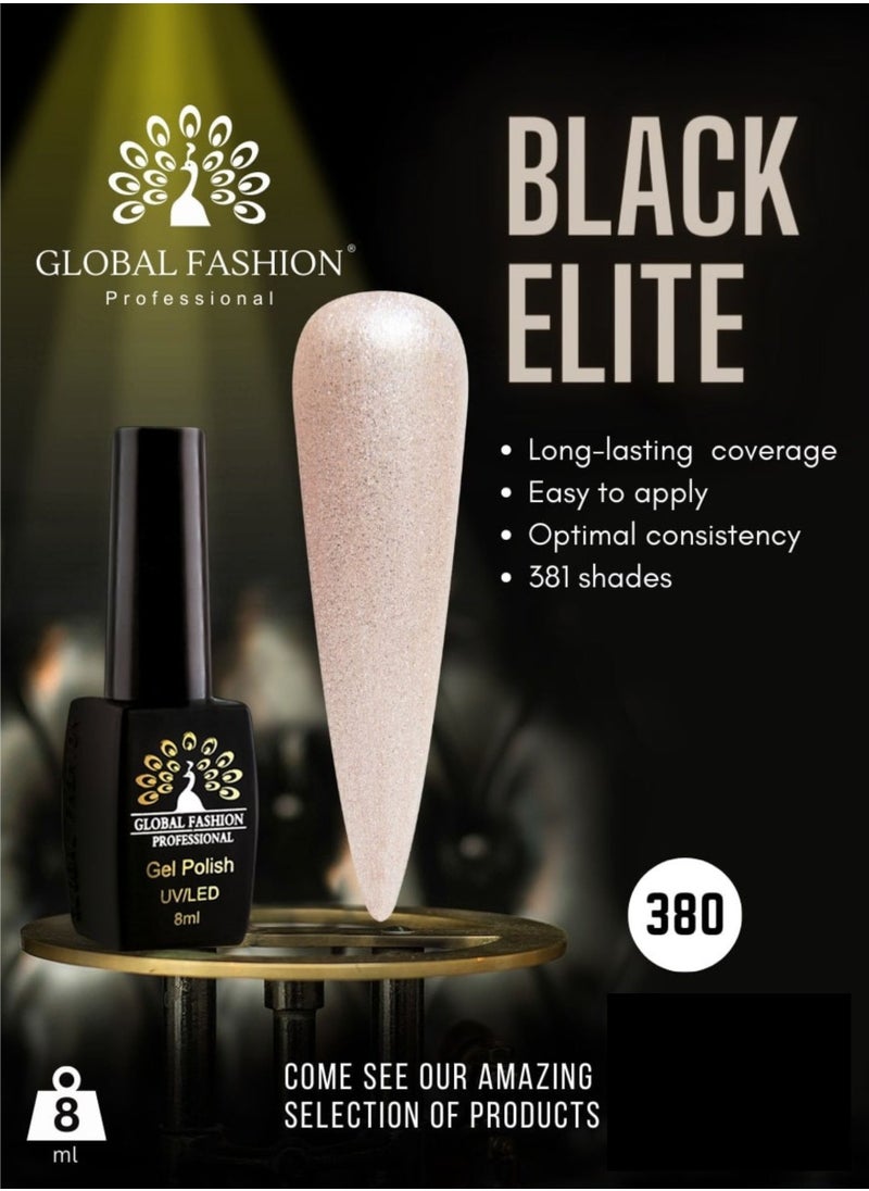 GLOBAL FASHION Global Fashion Black Elite Gel Polish | 132 Colors of Long-Lasting Elegance - 8ml | 380  - Image 2