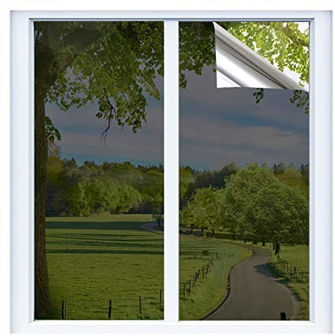 COSMOS STARÂ™ One Way Mirror Privacy Window Film Daytime Privacy Film,Heat Control Anti UV Reflective Window Tint for Home and Office (20"x100" Inches, Silver Black Film)-Self-Adhesive - Image 5