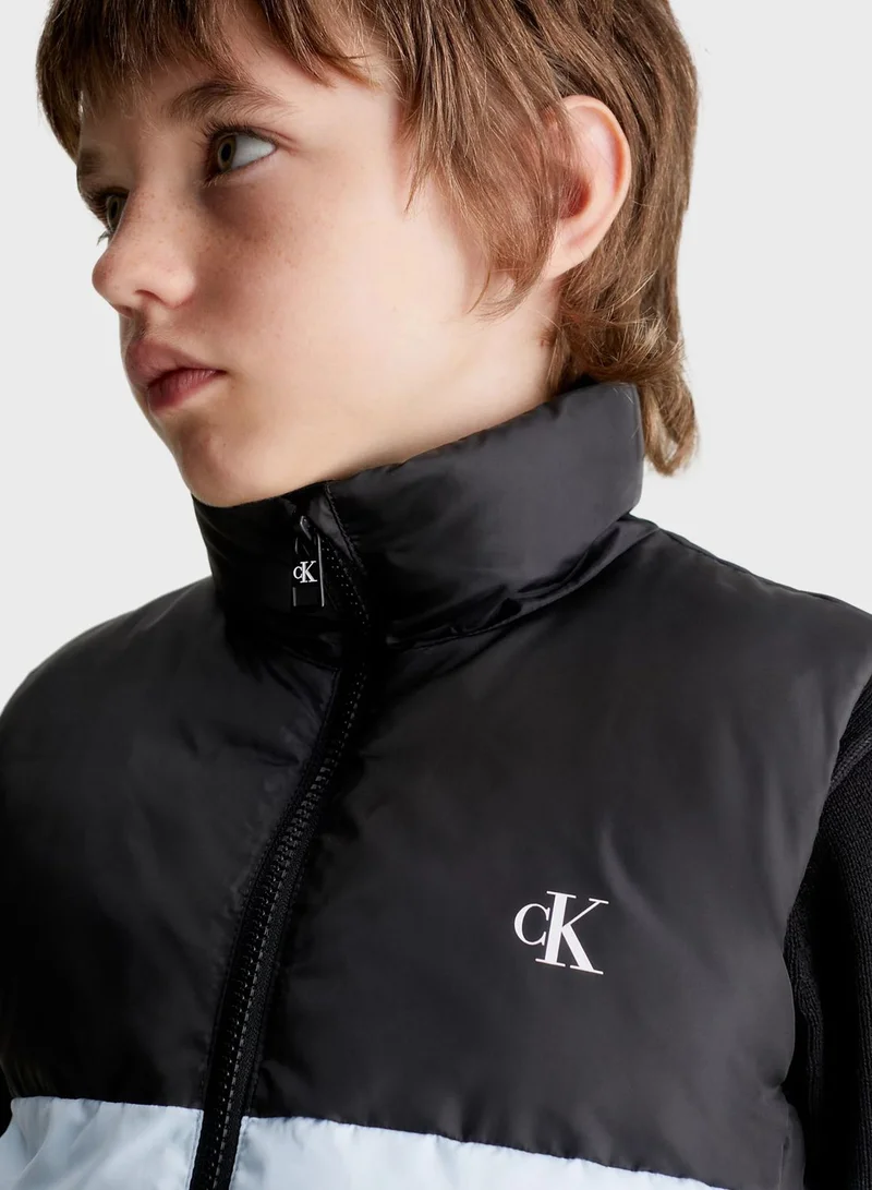 Calvin Klein Jeans Kids Color Block Puffer Vest Jacket