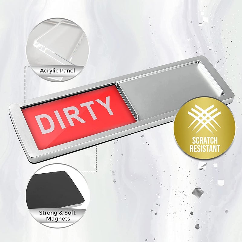 SETTER HOME Premium Clean Dirty Dishwasher Magnet, Dirty Clean Sign for Dishwasher Easy to Read and Strong Slide for Changing Signs, Heavy Duty Magnet with Optional Stickers (Red & Green (Silver)) - Image 4