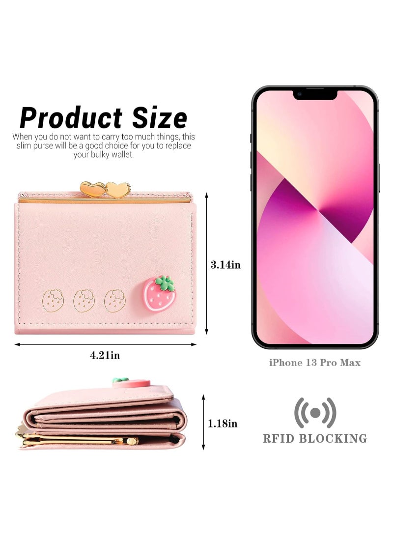 Wallet Lady, RFID-Blocking Compact Tri-Fold PU Leather Card Holder Wallet with Coin Pocket and ID Window, Suitable for Women, Ladies, Teens, and Girls - Image 3