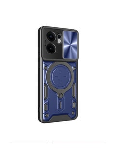 Generic Case Cover Shockproof CD Protective Case with Camera Protection and Metal Ring Compatible with Oppo Reno 13F (Blue) 