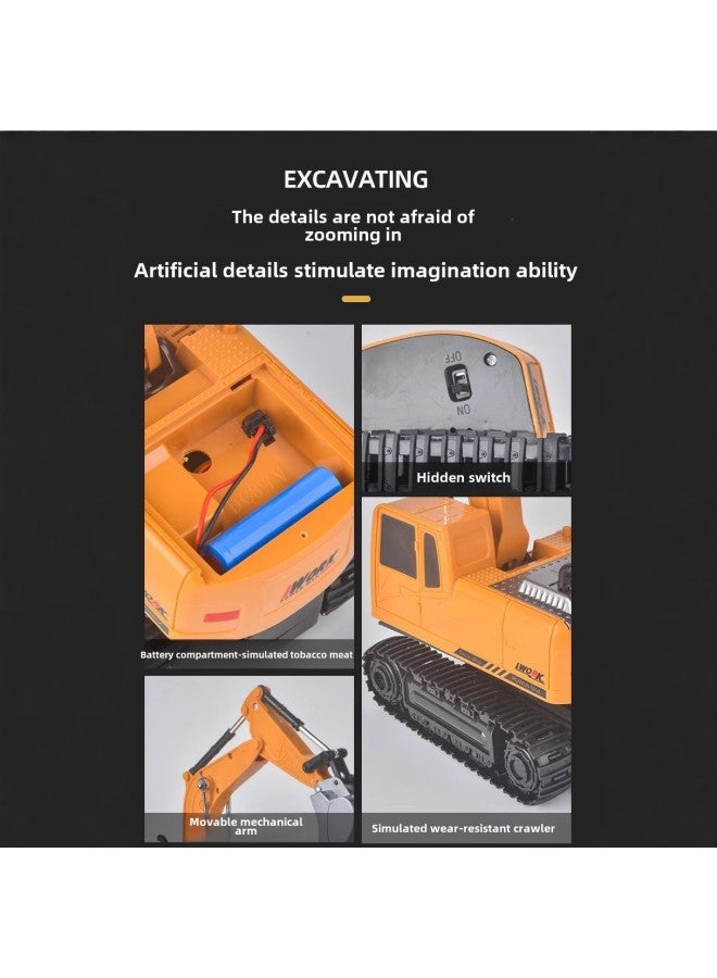 Children's Wireless Remote Control Excavator Alloy Toy 6 Channel Simulation 1:20 Big Gift Box Excavator Boy Gift-color:Sealed Color Box Packaging 【green】 Alloy Excavator-scale:Standard Single Battery - Image 4