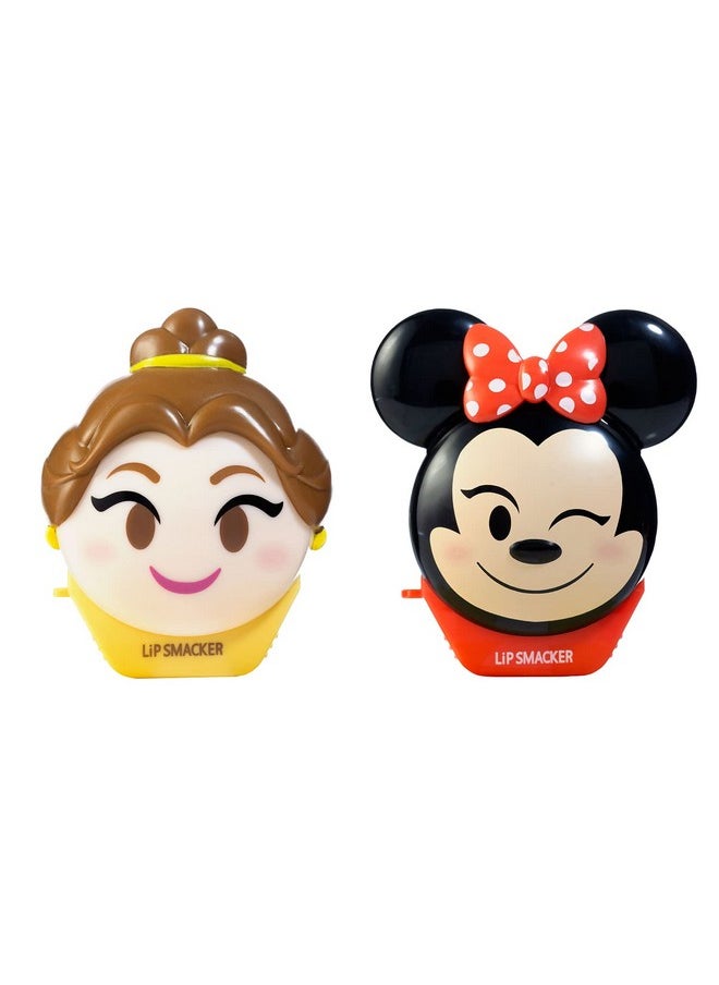 Lip Smacker Disney Minnie Mouse And Beauty And The Beast Belle Emoji Lip Balm Duo Flavored Strawberry Lemonade Bownade 2 Pack  - Image 1