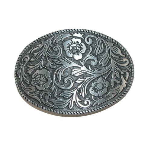CTM Floral Print Belt Buckle, Silver - Image 3