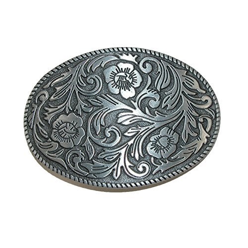 CTM Floral Print Belt Buckle, Silver - Image 1