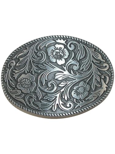 CTM Floral Print Belt Buckle, Silver - Image 4