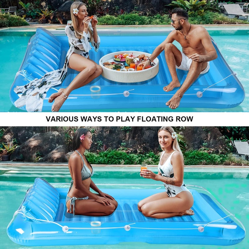 SLLAK Inflatable Pool Floats Lounger for Adults, Blow Up Tanning Pool Raft Sun Tan Tub with Inflatable Pillow for Family Outdoor, Garden, Backyard Summer Water Party (14+ Year Old) - Image 3