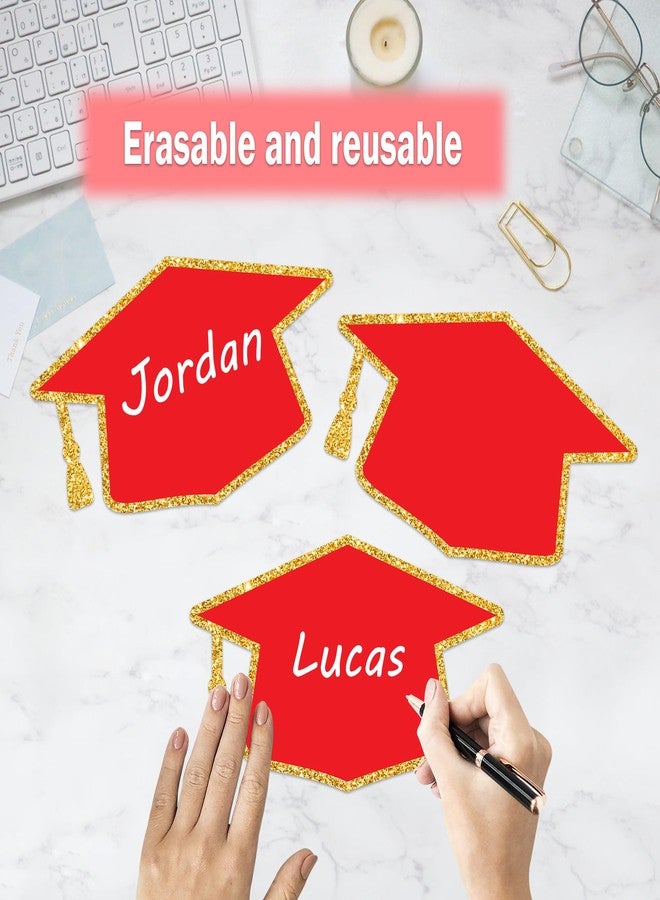 Lucleag 50PCS Graduation Hat Cutouts Grad Caps, Red Gold Graduation Caps Paper Cut-Outs for 2026 High School College Graduation Party Favor Bulletin Board Decorations, Double Size 6x3.5in - Image 3