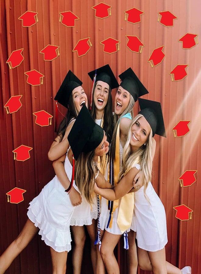 Lucleag 50PCS Graduation Hat Cutouts Grad Caps, Red Gold Graduation Caps Paper Cut-Outs for 2026 High School College Graduation Party Favor Bulletin Board Decorations, Double Size 6x3.5in - Image 4