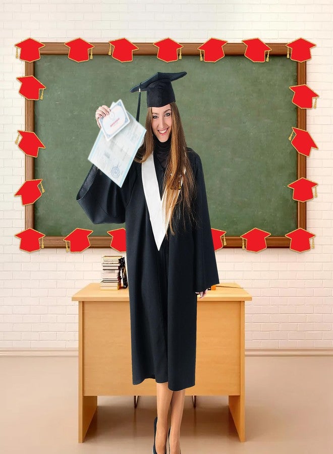Lucleag 50PCS Graduation Hat Cutouts Grad Caps, Red Gold Graduation Caps Paper Cut-Outs for 2026 High School College Graduation Party Favor Bulletin Board Decorations, Double Size 6x3.5in - Image 5