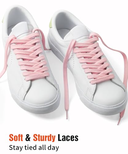 Handshop Wide Flat Athletic Shoelaces 5/16"(2 Pair) - Shoe Laces for Sneakers and Casual Shoes Replacements Light Pink 47 inch (120cm) - Image 3