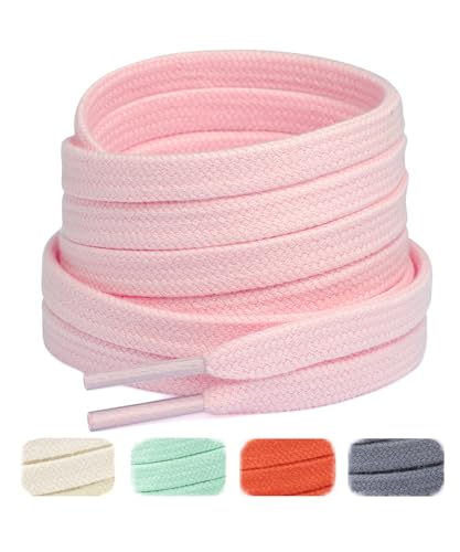 Handshop Wide Flat Athletic Shoelaces 5/16"(2 Pair) - Shoe Laces for Sneakers and Casual Shoes Replacements Light Pink 47 inch (120cm) - Image 1