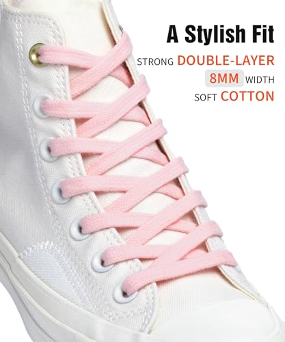 Handshop Wide Flat Athletic Shoelaces 5/16"(2 Pair) - Shoe Laces for Sneakers and Casual Shoes Replacements Light Pink 47 inch (120cm) - Image 2