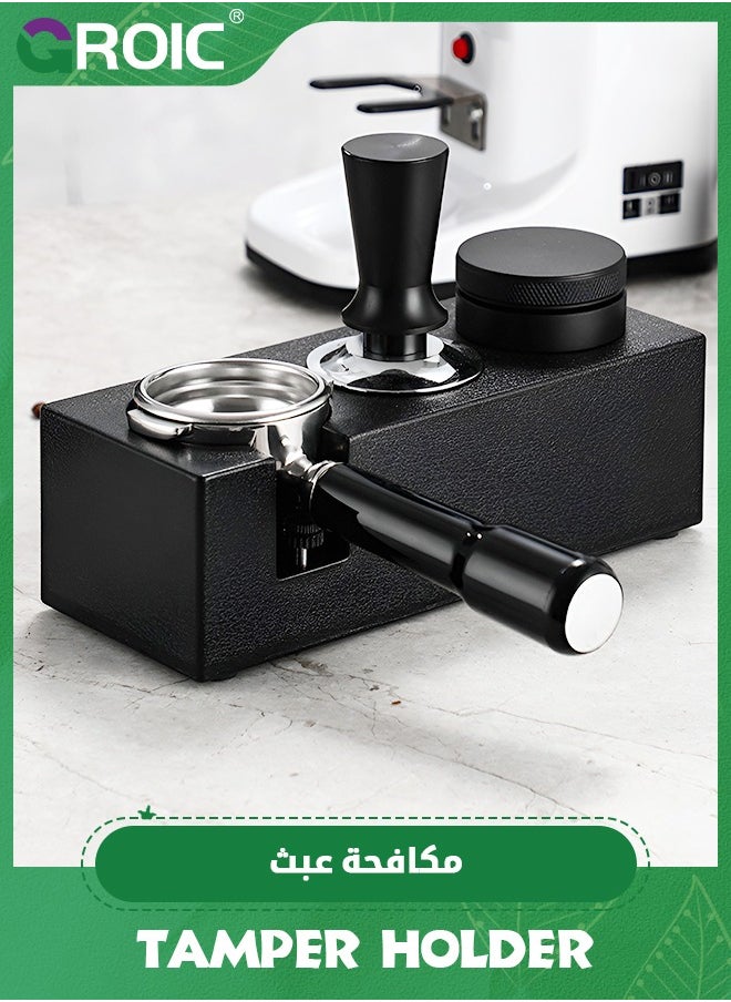 GROIC Tamping Station Anti-Slip Plastic Espresso Tamper Stand Solid Holder for 51/53/58mm Portafilters, Tamper and Distributor,Espresso Tamper Mat Stand Black Tamper Holder Station  - Image 1