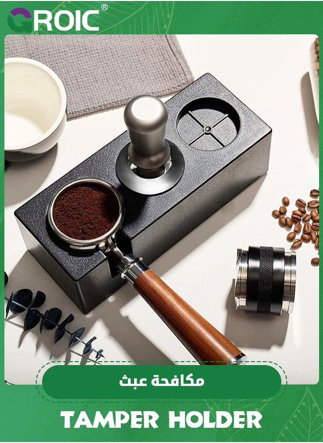 GROIC Tamping Station Anti-Slip Plastic Espresso Tamper Stand Solid Holder for 51/53/58mm Portafilters, Tamper and Distributor,Espresso Tamper Mat Stand Black Tamper Holder Station  - Image 5