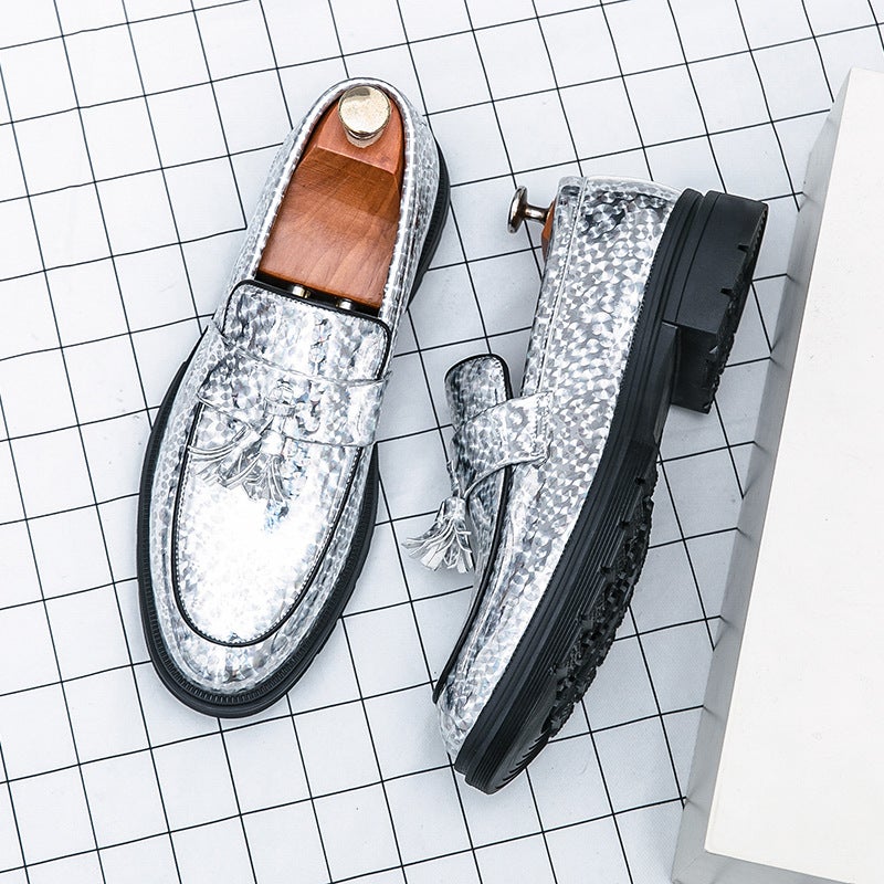 Men'S Shoes Large Size Men'S Casual Leather Shoes Fashionable Men'S Tassel Leather Shoes Patent Leather Glossy Business Formal Leather Shoes - Image 1