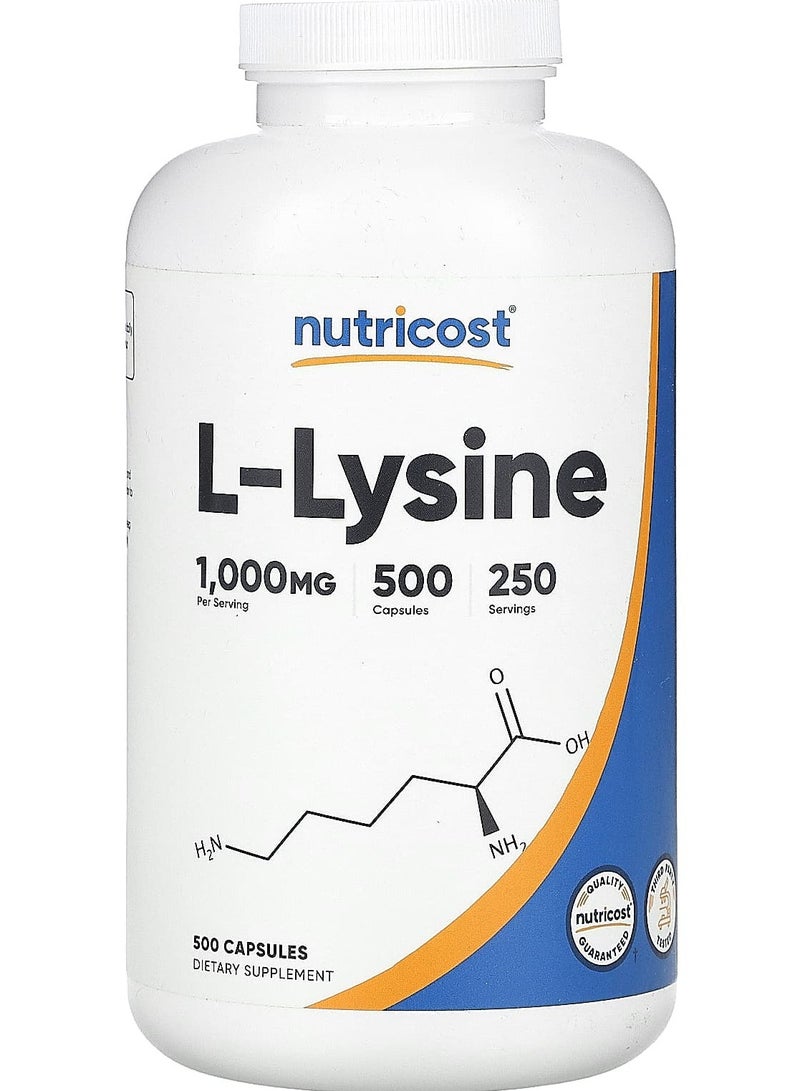 Nutricost L-Lysine, 1,000 mg, 500 Capsules (500 mg per Capsule)