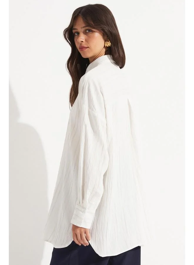 JUNE June Women Viscose Blend Wide Fit Shirt Ecru