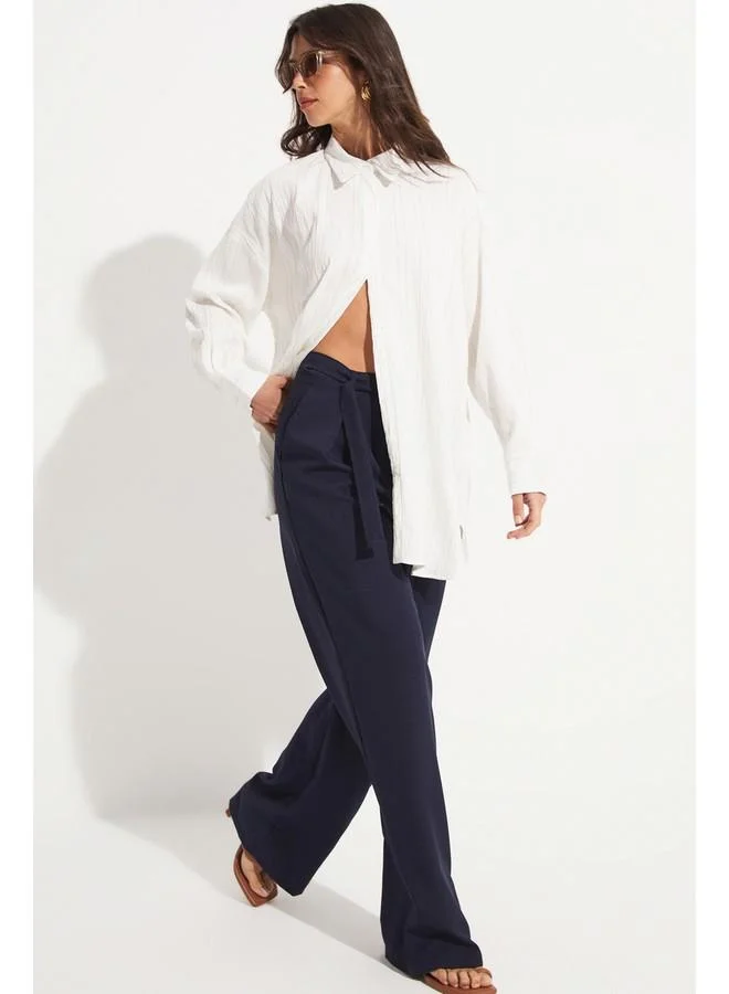 JUNE June Women Viscose Blend Wide Fit Shirt Ecru