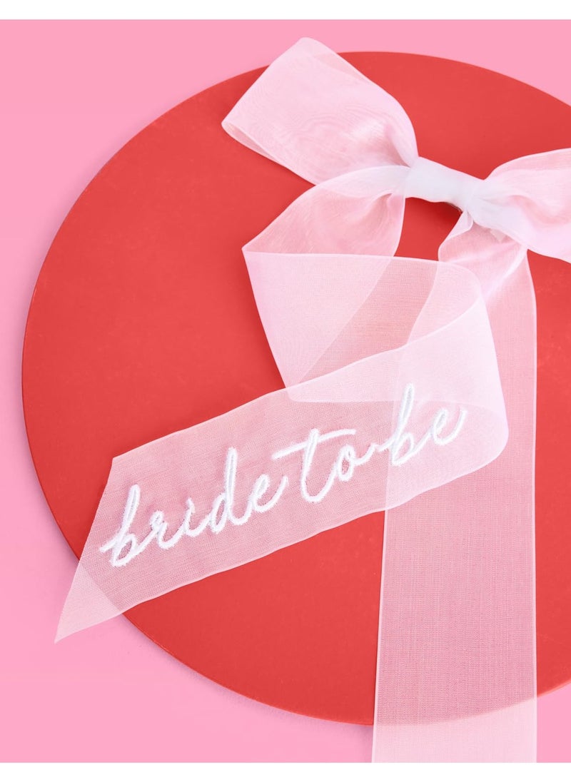 Goolsky - Bride to Be Embroidered Hair Bow Bachelorette Party Decorations White Organza | Bridal Shower Supplies, Bridesmaid Favors, Wedding Gift, Engagement Accessory - Image 1