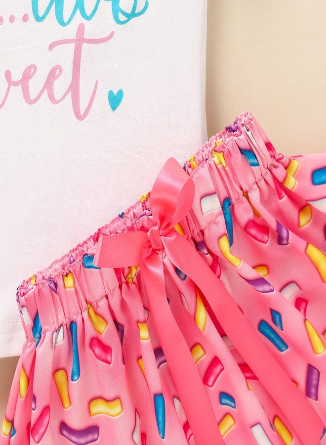 Viworld Toddler Baby Girl Clothes Two Sweet Birthday Outfit Short Sleeve Ruffle Top +Donut Skirts 2nd Birthday Outfits Girl 3Pcs - Image 5