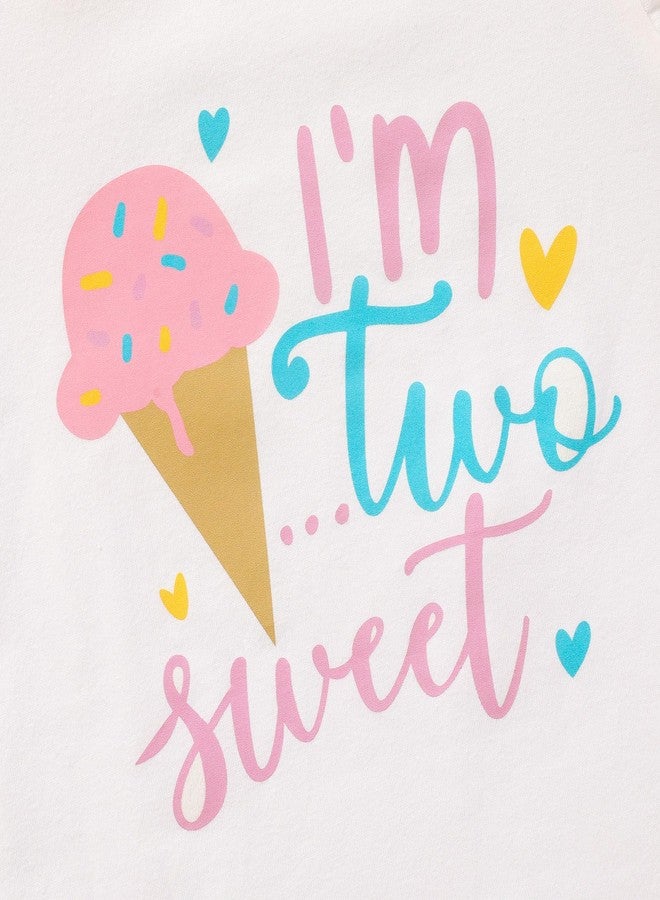 Viworld Toddler Baby Girl Clothes Two Sweet Birthday Outfit Short Sleeve Ruffle Top +Donut Skirts 2nd Birthday Outfits Girl 3Pcs - Image 3