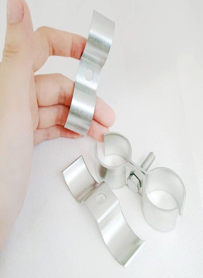 Hdtyyln 6 Set Double Pipe Clamp, Dog Kennel Clamps, Metal Fence Clips Parts, Stainless Steel Heavy Duty Chain Link Fence Panel Clamp for 25mm Round Pipe Panel Frame, Saddle Clamps with Bolts and Nuts - Image 4