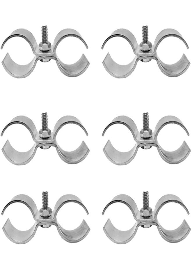 Hdtyyln 6 Set Double Pipe Clamp, Dog Kennel Clamps, Metal Fence Clips Parts, Stainless Steel Heavy Duty Chain Link Fence Panel Clamp for 25mm Round Pipe Panel Frame, Saddle Clamps with Bolts and Nuts - Image 1