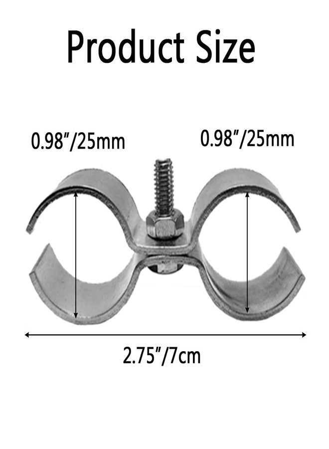 Hdtyyln 6 Set Double Pipe Clamp, Dog Kennel Clamps, Metal Fence Clips Parts, Stainless Steel Heavy Duty Chain Link Fence Panel Clamp for 25mm Round Pipe Panel Frame, Saddle Clamps with Bolts and Nuts - Image 5