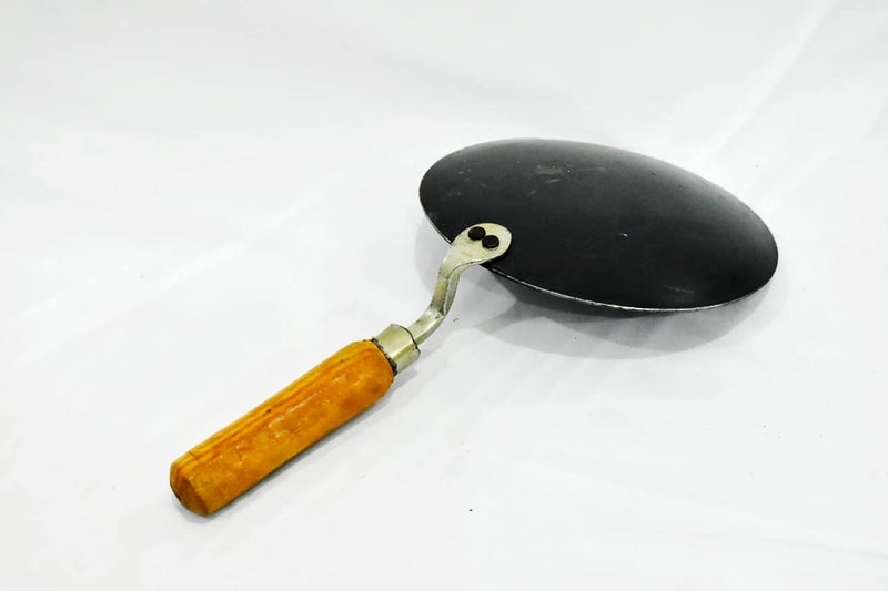 Sonanshi Sonanshi Combo of Iron/Loha/Lokhand Black Premium Durable kadhai (10 Inches) & Pure Iron/Loha Roti/Chapati Tawa (9.5 Inches) with Wooden Handle  - Image 5