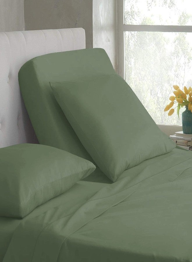 ريتشي طقم ملاءات سرير كوين من ريتشي، مصنوع من ألياف دقيقة 100%، مكون من 4 قطع، بتصميم علوي مقسم، مناسب للأسرة القابلة للتعديل ذات الجيوب العميقة 18 بوصة، مع رأس مرن. ينقسم الطقم إلى 36 بوصة من الأعلى - لون أخضر فاتح سادة. - Image 5