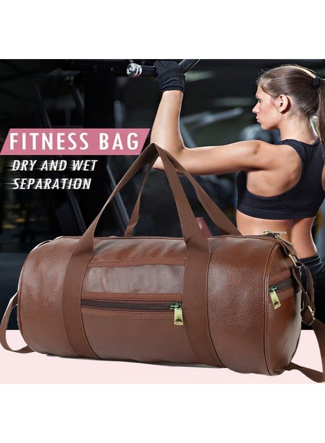 TRUE INDIAN PU-Leather Gym Bag I Gym Duffel Bag with Extra Zip Pocket I Gym Sport/Travel Bag with Shoulder Strap for Men's & Women's (Brown) - Image 5